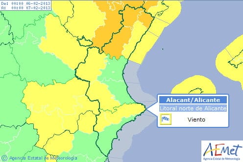 Alerta por viento en Xàbia