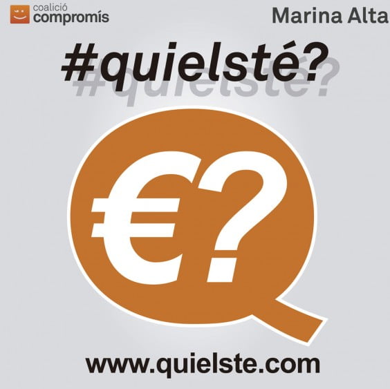 Campaña #Quielsté de Compromís Marina Alta y a la que se suma Compromís Xàbia para difundir la deuda pública