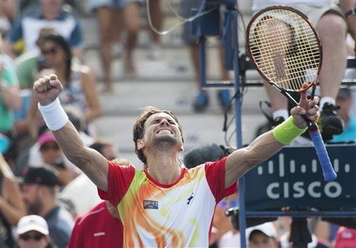 David Ferrer muestra su alegría tras derrotar a Robredo