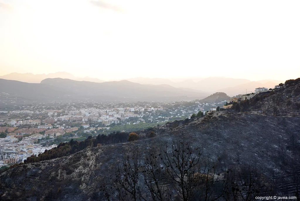 Resultado del incendio en Las Planas y Cabo de San Antonio