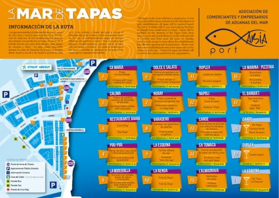 Mapa y carta La Mar de las Tapas