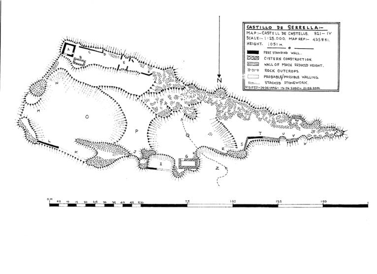 Plano del Castillo de la Serrella elaborado por Michael Stephenson