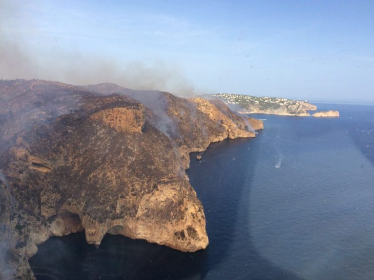 Visión aérea de la zona incendiada