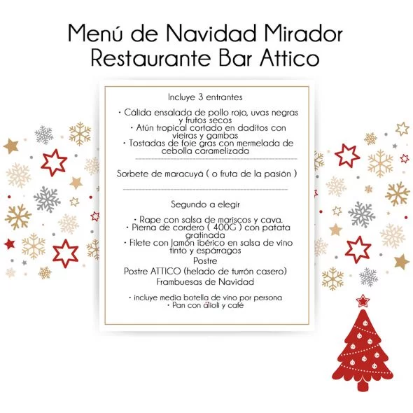 Mirador Restaurante Bar Attico Menu de Navidad