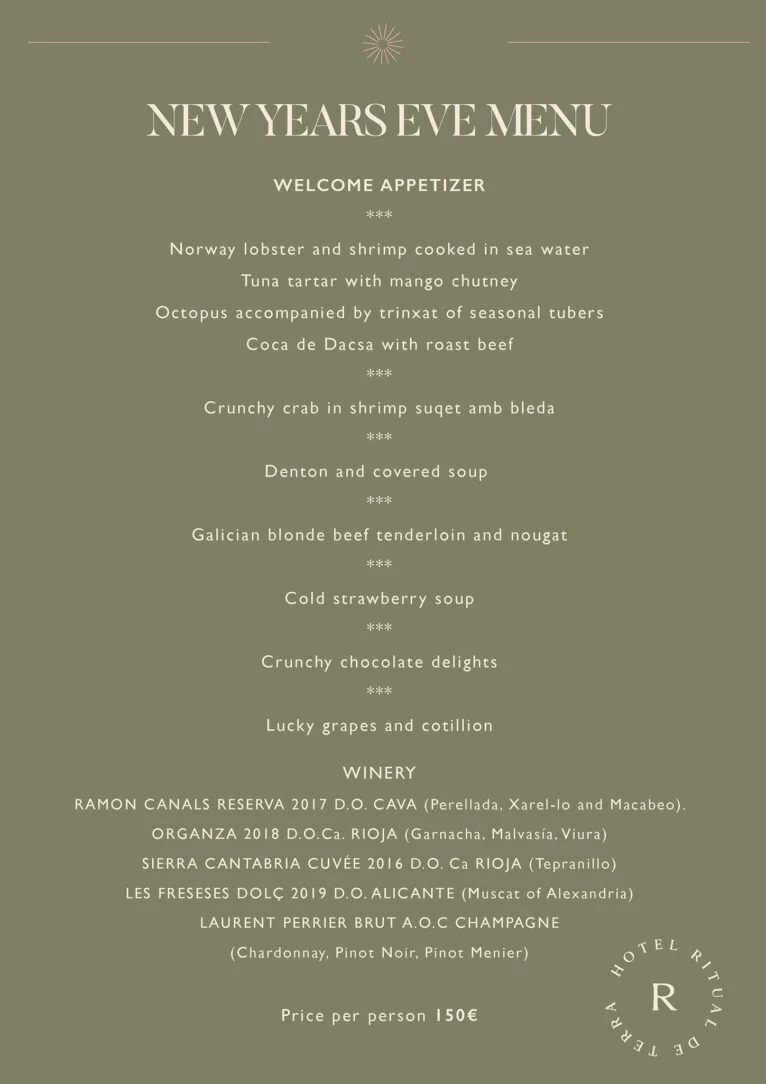 New Years Eve Menu - Ritual de Terra