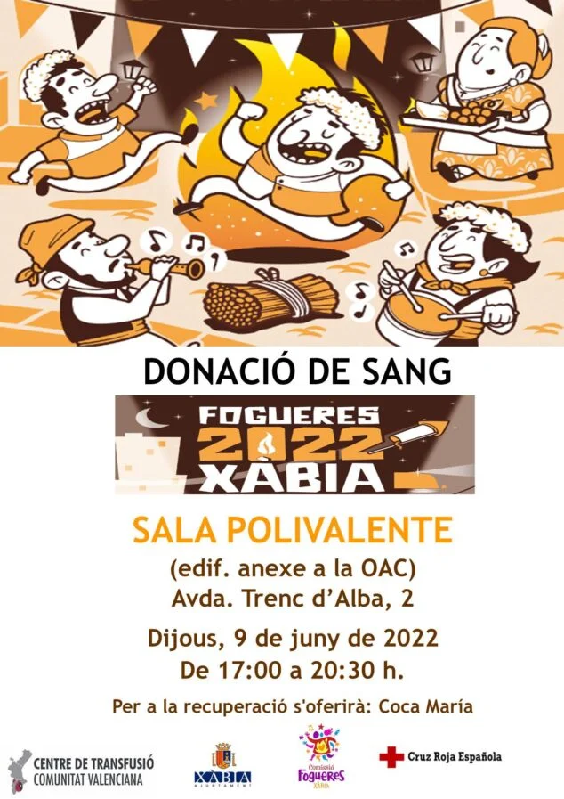 Imagen: Cartel donación de sangre Fogueres Xàbia 2022