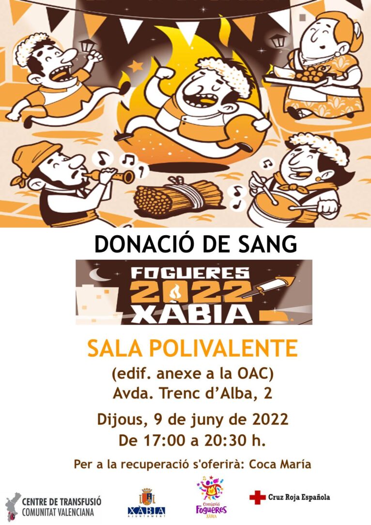 Cartel donación de sangre Fogueres Xàbia 2022