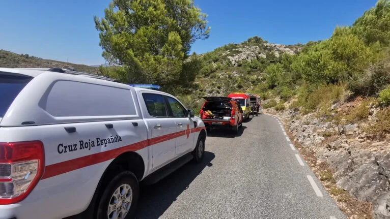 Carretera de la Granadella cortada por el accidente