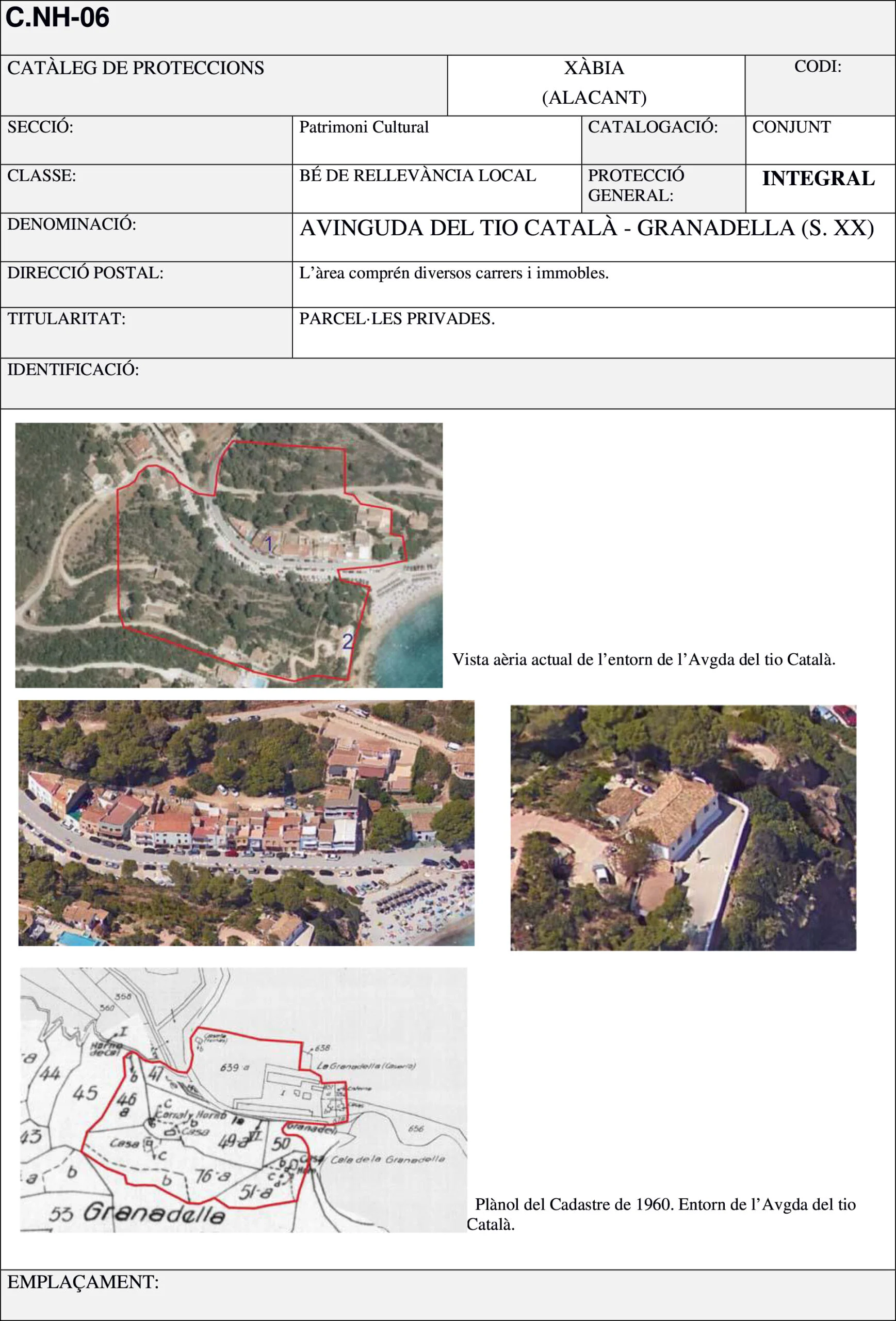 Ficha del Catálogo de la Granadella