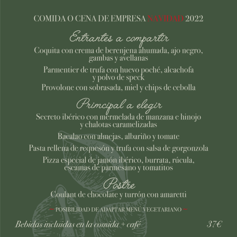 Menú de Navidad 2022 de Restaurante Da Giulia