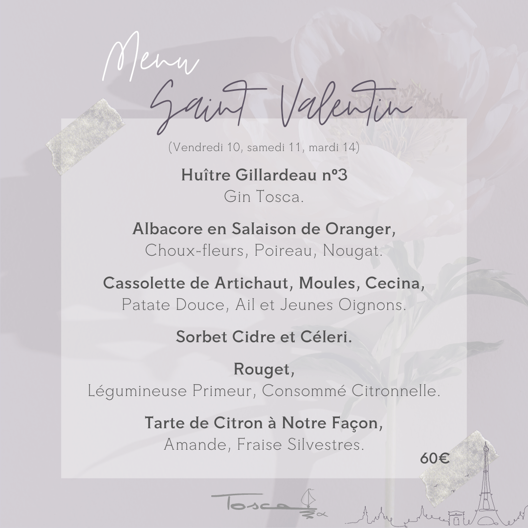 Menu Saint Valentin – Restaurante Tosca