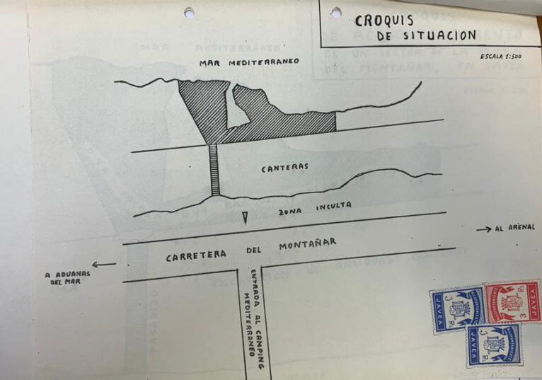 Plano del pasadizo de acceso entre el camping Mediterráneo y el mar | Foto AMX