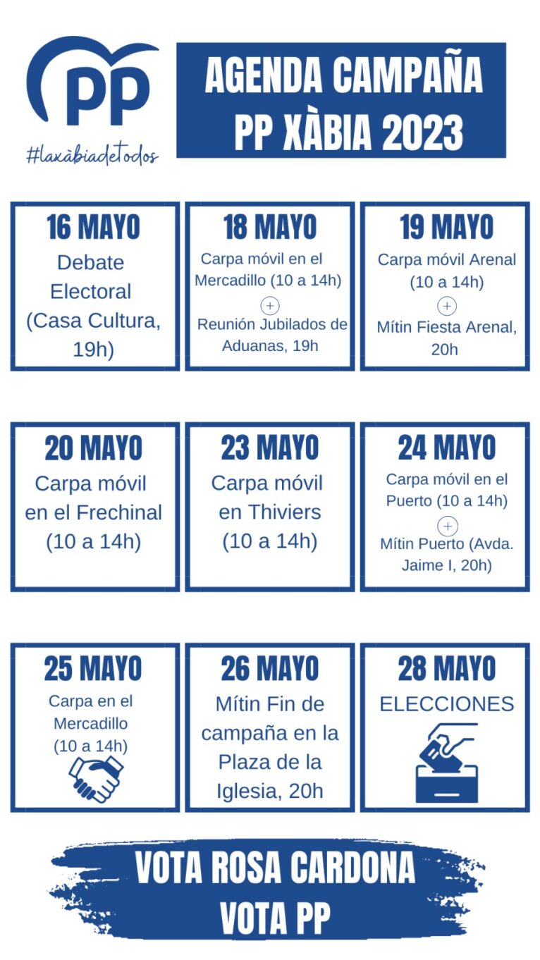 Calendario actos campaña electoral PP Xàbia 2023