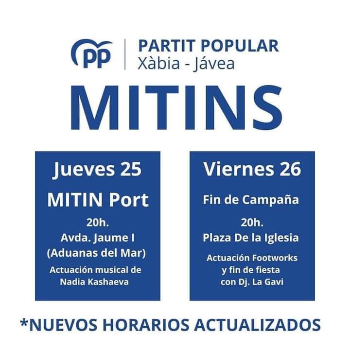 Nuevos horarios de mitin del PP