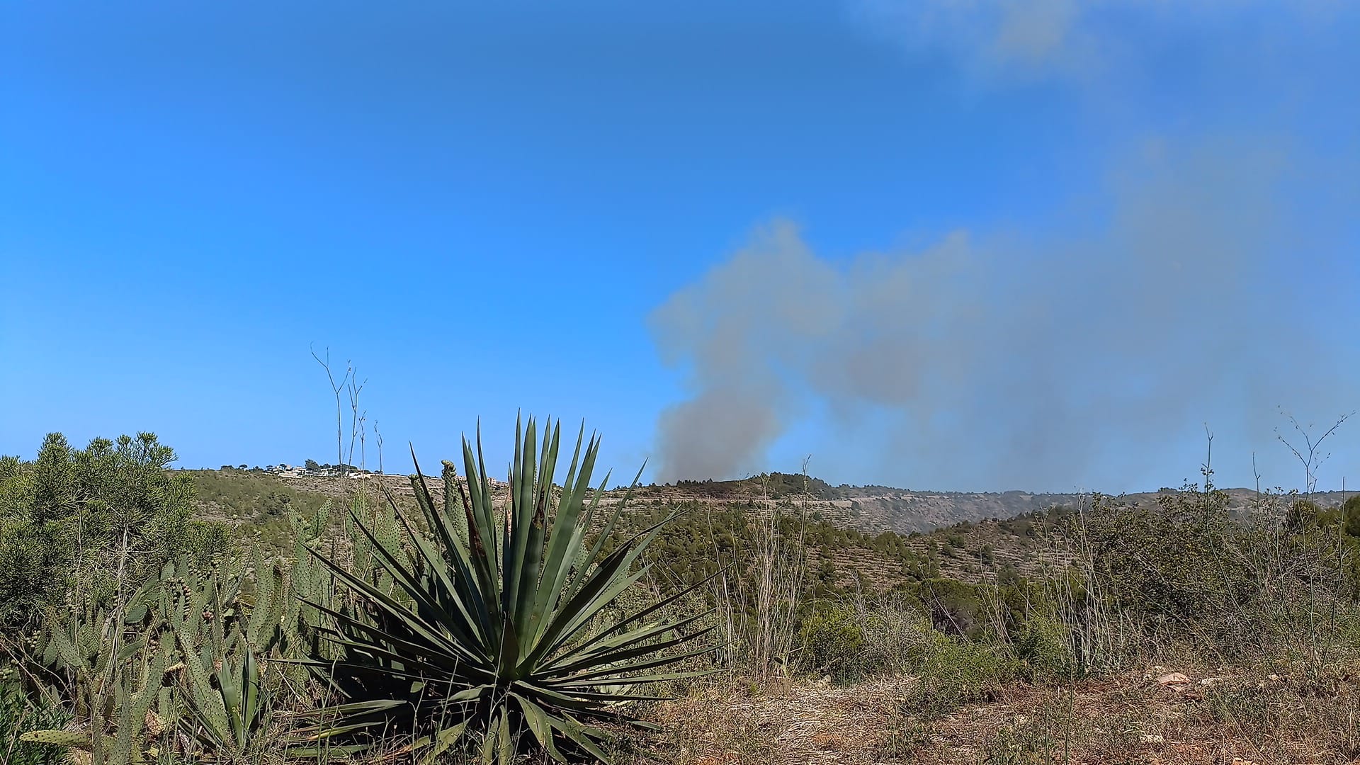 Humareda del incendio originado en la zona de Les Rotes -Montgó