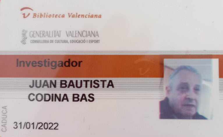 Carnet de investigador de Juan Bta Codina Bas