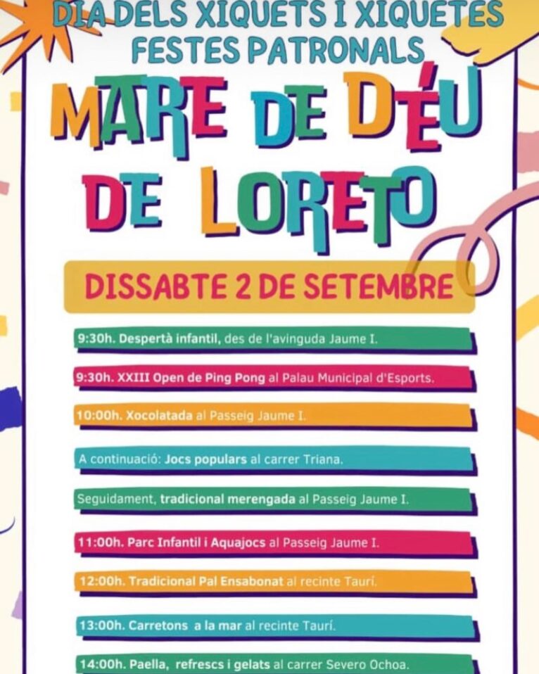 Programación infantil para el Día del  Niño de las fiestas de Loreto Xàbia 2023