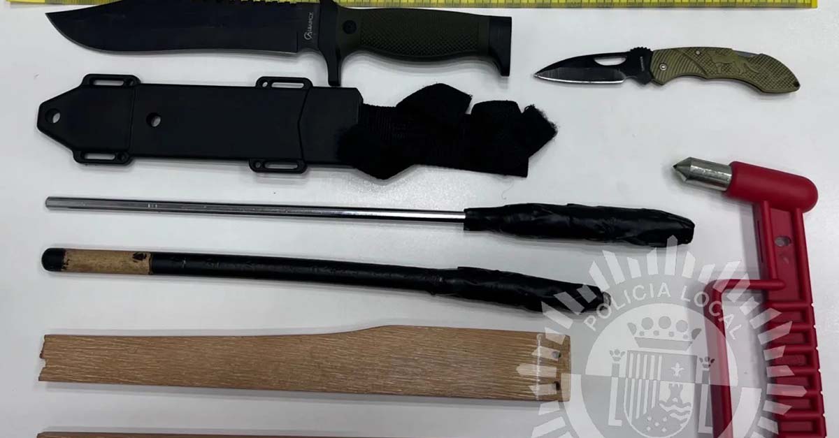 Armas requisadas por la Policía Local de Xàbia