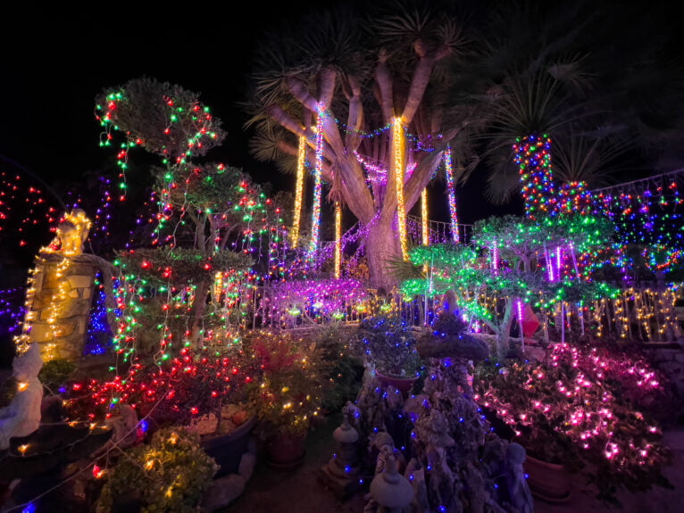 Iluminación de Navidad en el jardín de la Casa de José Marcos y Celeste de Xàbia