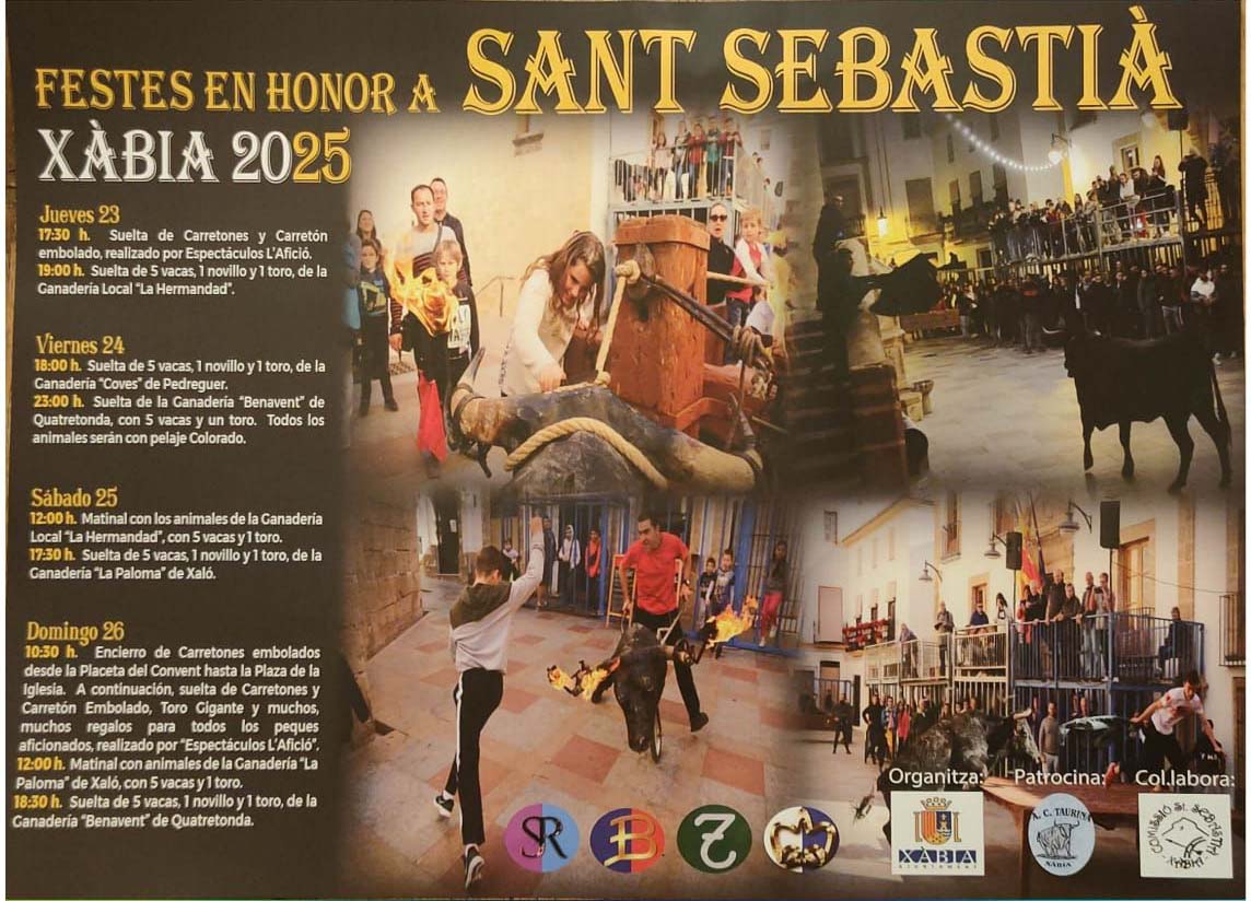 Cartel programa fiestas Sant Sebastià Xàbia 2025