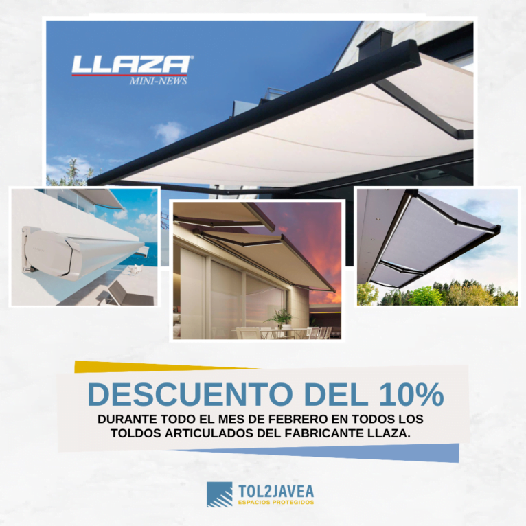 Descuento del 10% durante todo el mes de febrero en todos los toldos articulados del fabricante llaza.