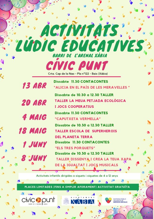 Imagen: Cartel de actividades del Civic Punt Xàbia para mayo 2024