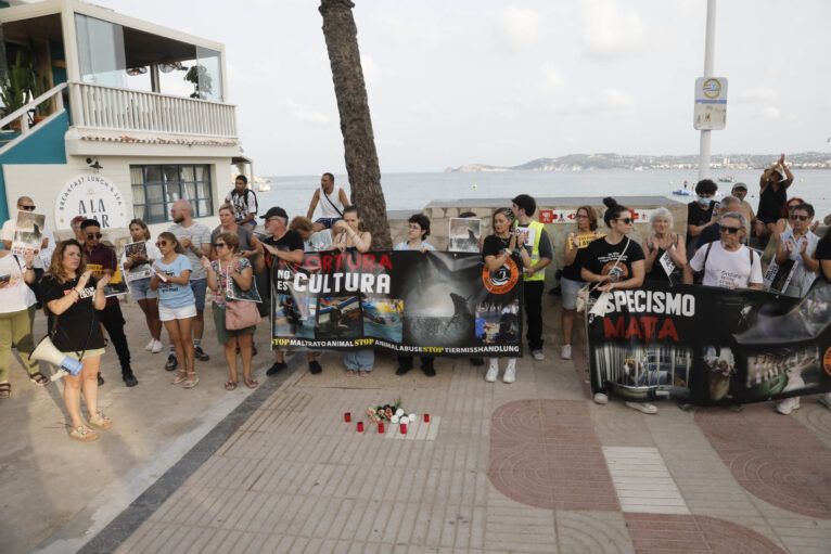 Minuto de silencio en la manifestación antitaurina en Xàbia