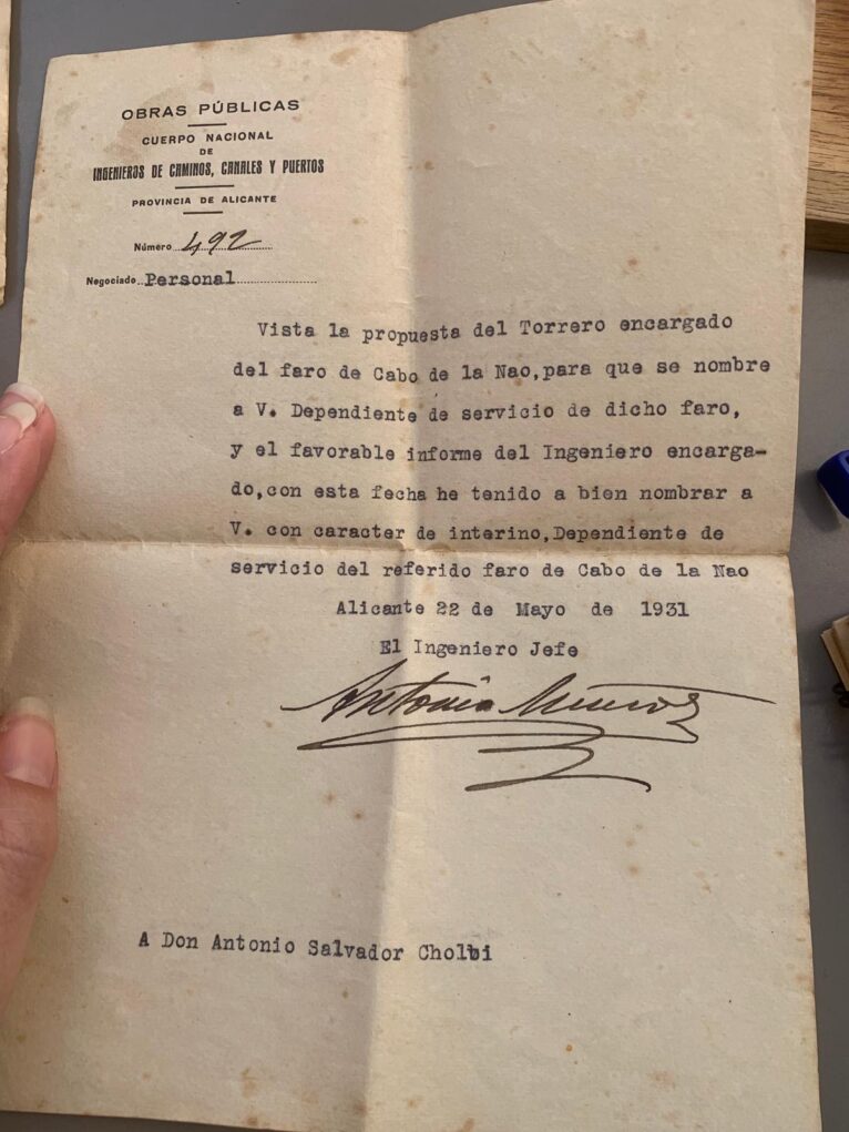 Nombramiento como torrero a Salvador Cholbi en 1931