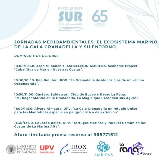 Imagen: Programa de las Jornadas Medioambientales en Restaurante Sur