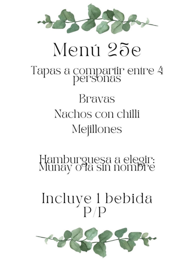 Menú de Navidad de Munay Tapas Bar con tapas y hamburguesa