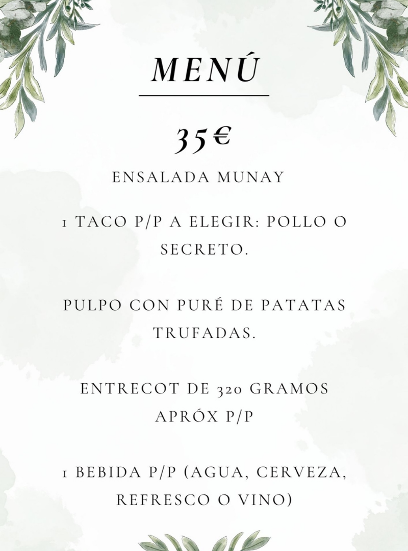 Menú navideño de Munay Tapas Bar con tapas y platos completos