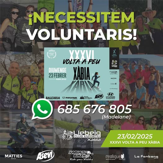 Imagen: Cartel de voluntarios para la Volta a Peu Xàbia 2025