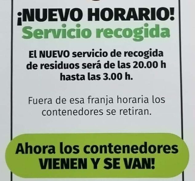 Imagen: Nuevo horario de los contenedores de la Plaza de Xàbia