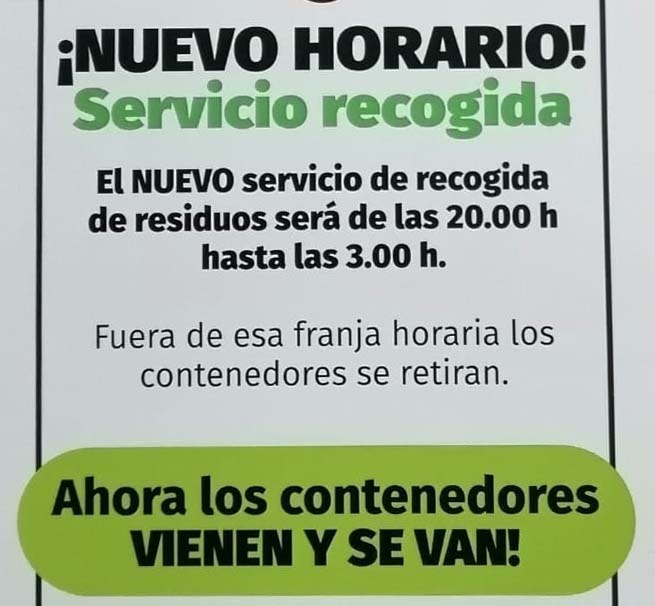 Nuevo horario de los contenedores de la Plaza de Xàbia