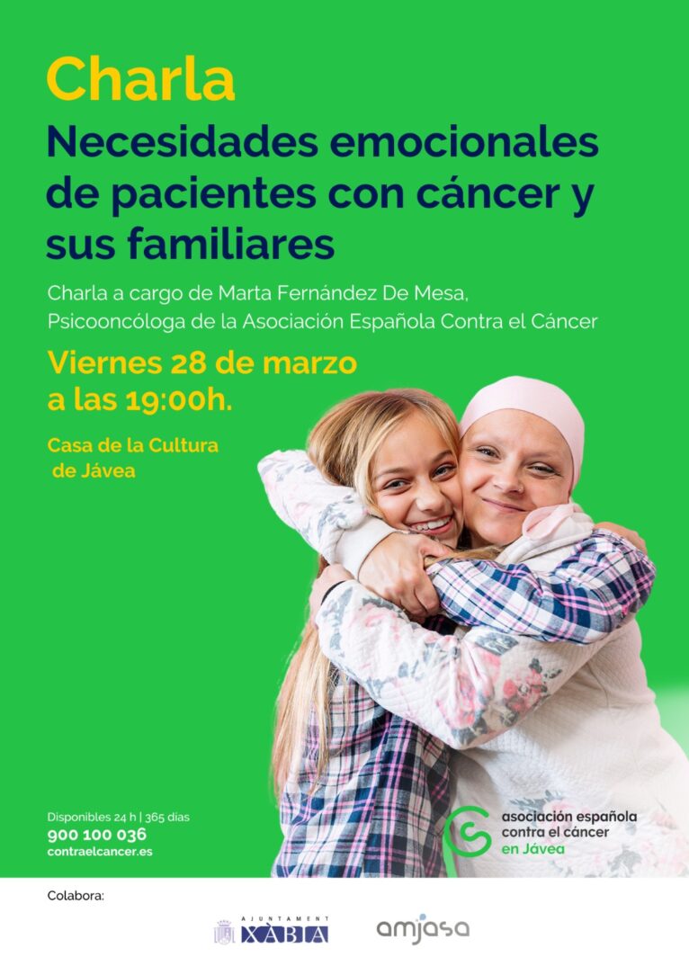 Cartel charla Asociación contra el cáncer en Xàbia